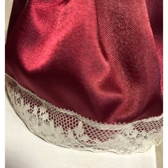 Angel Ornaments Set Of 3 With Deep Wine Lace Dresses & Satin Wings Ceramic Vtg - Picture 14 of 16